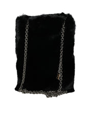 Svart Crossbody-väska i konstpäls med silverkedja