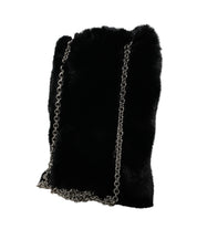Svart Crossbody-väska i konstpäls med silverkedja
