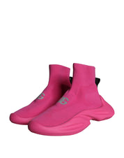 Pink Logo Print Slip On Socks Sneakers Shoes