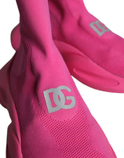 Pink Logo Print Slip On Socks Sneakers Shoes
