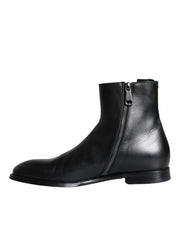 Black Calf Leather Men Ankle Boots Men Shoes
