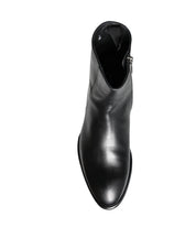Black Calf Leather Men Ankle Boots Men Shoes
