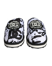 Black White Quilted Logo Sandals Slides Shoes