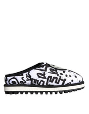 Black White Quilted Logo Sandals Slides Shoes