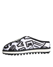 Black White Quilted Logo Sandals Slides Shoes