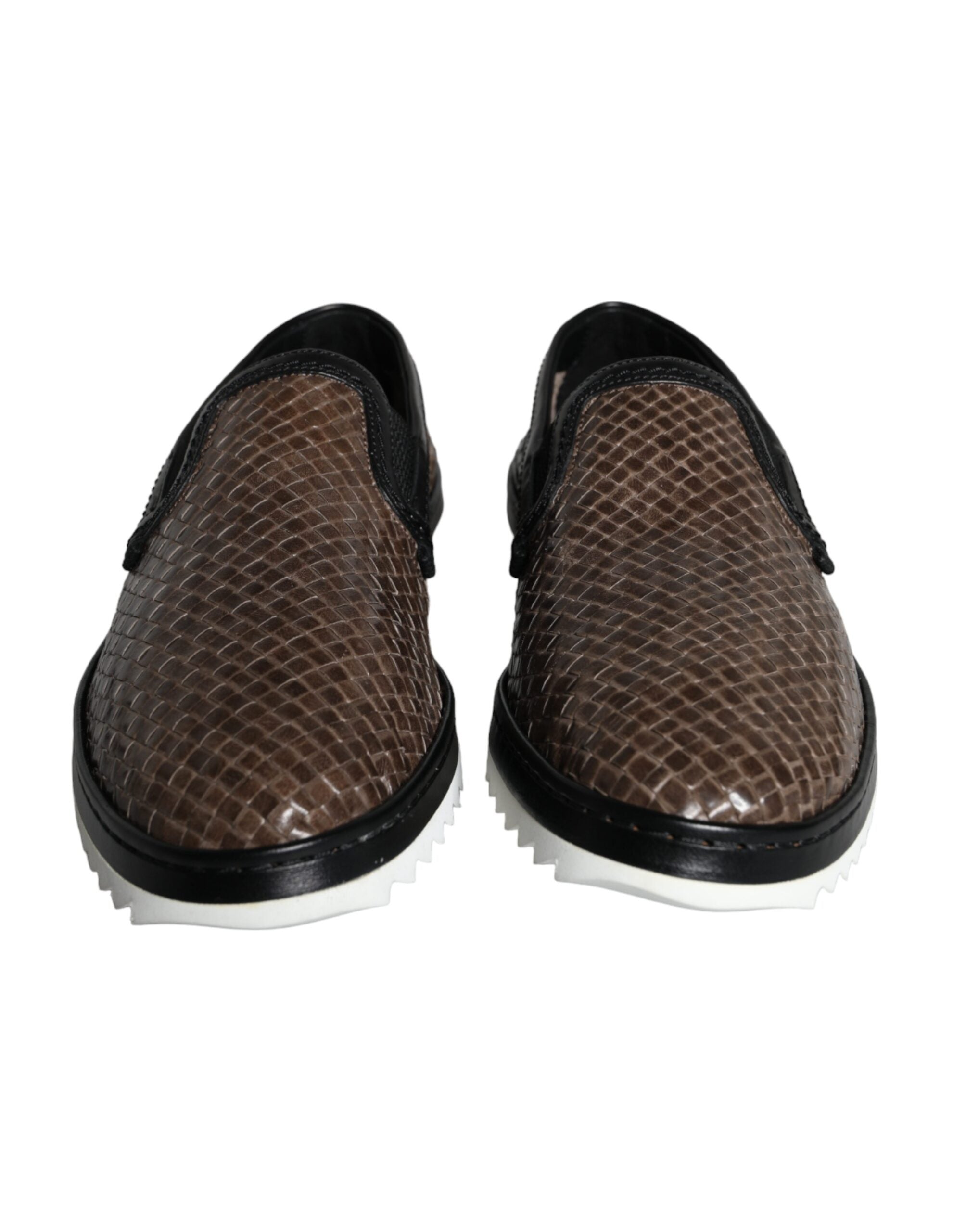 Dolce & Gabbana Brown Black Leather Loafers
