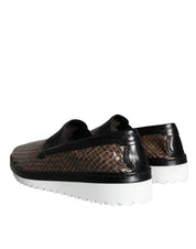 Dolce & Gabbana Brown Black Leather Loafers