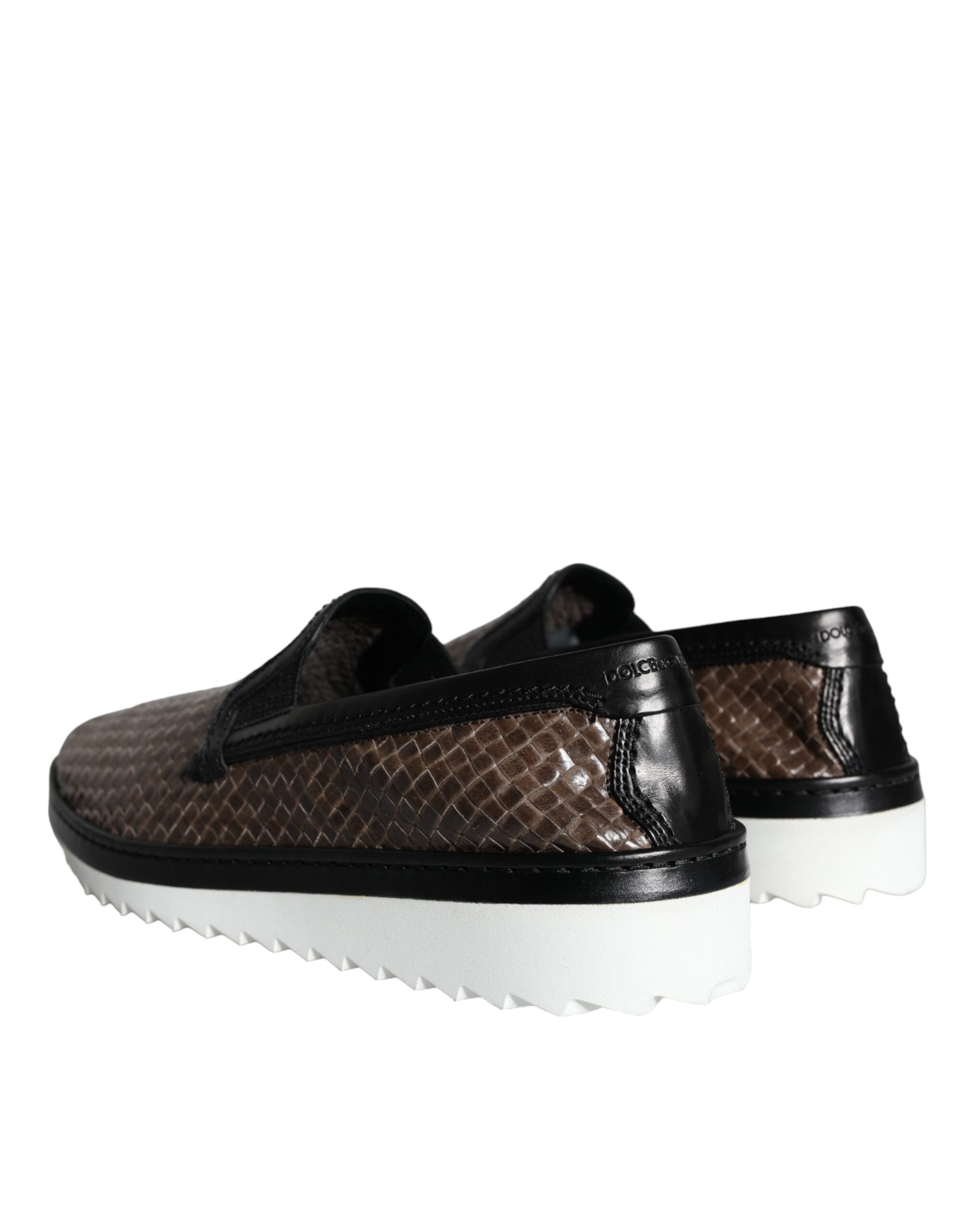Dolce & Gabbana Brown Black Leather Loafers