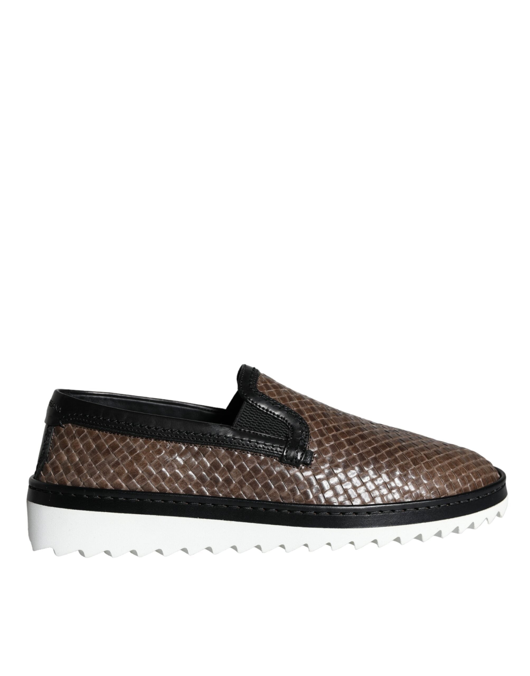 Dolce & Gabbana Brown Black Leather Loafers