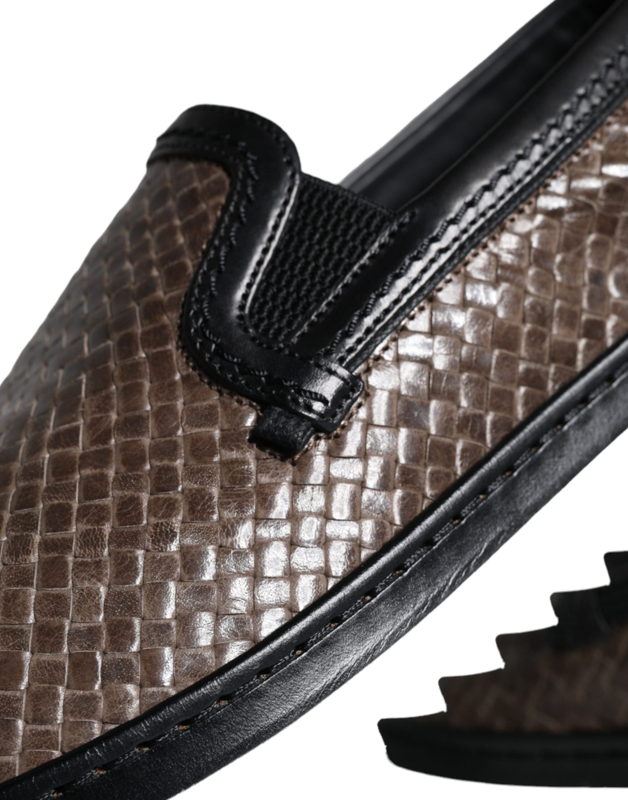 Dolce & Gabbana Brown Black Leather Loafers