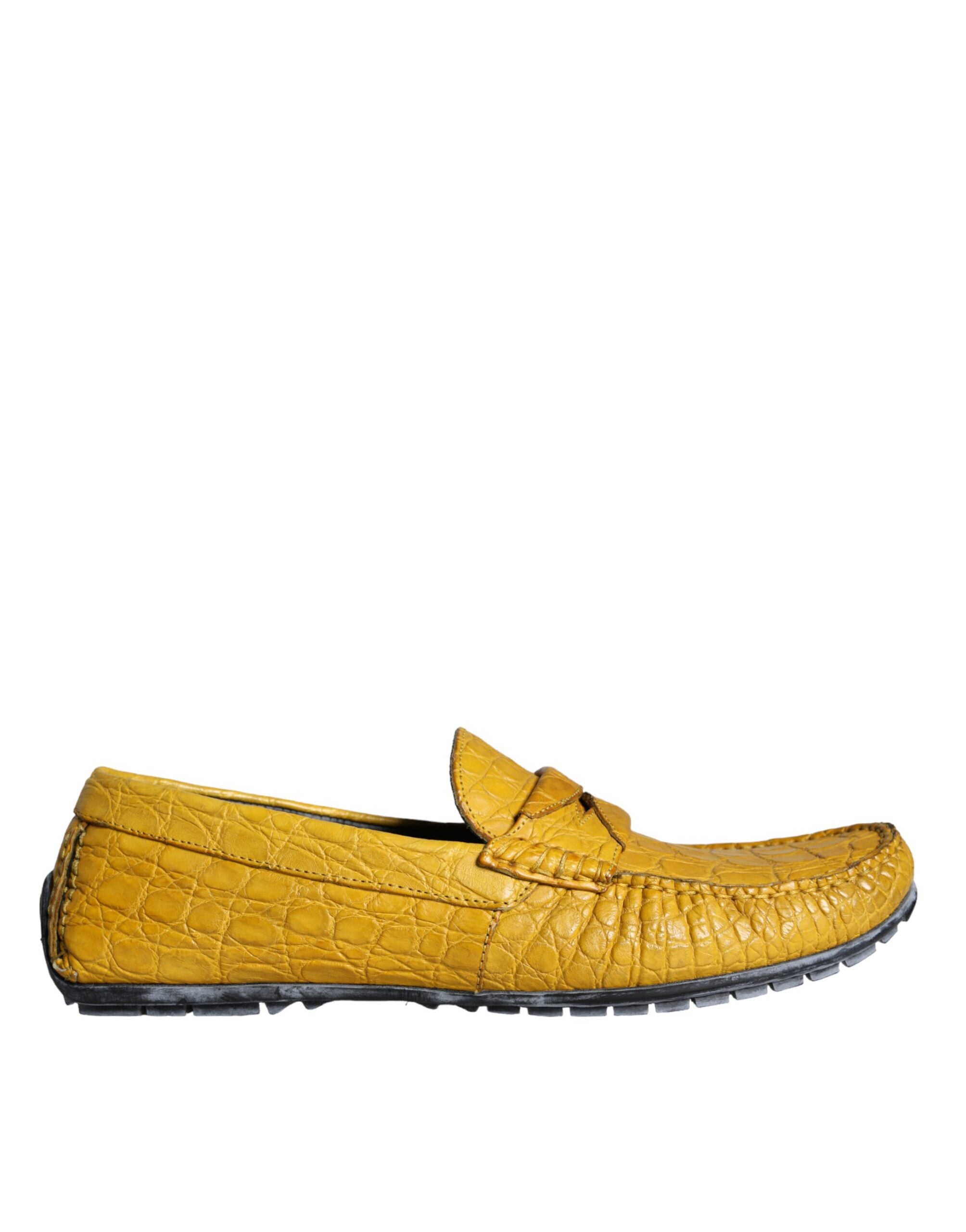 Dolce & Gabbana Yellow Caiman Leather Loafers