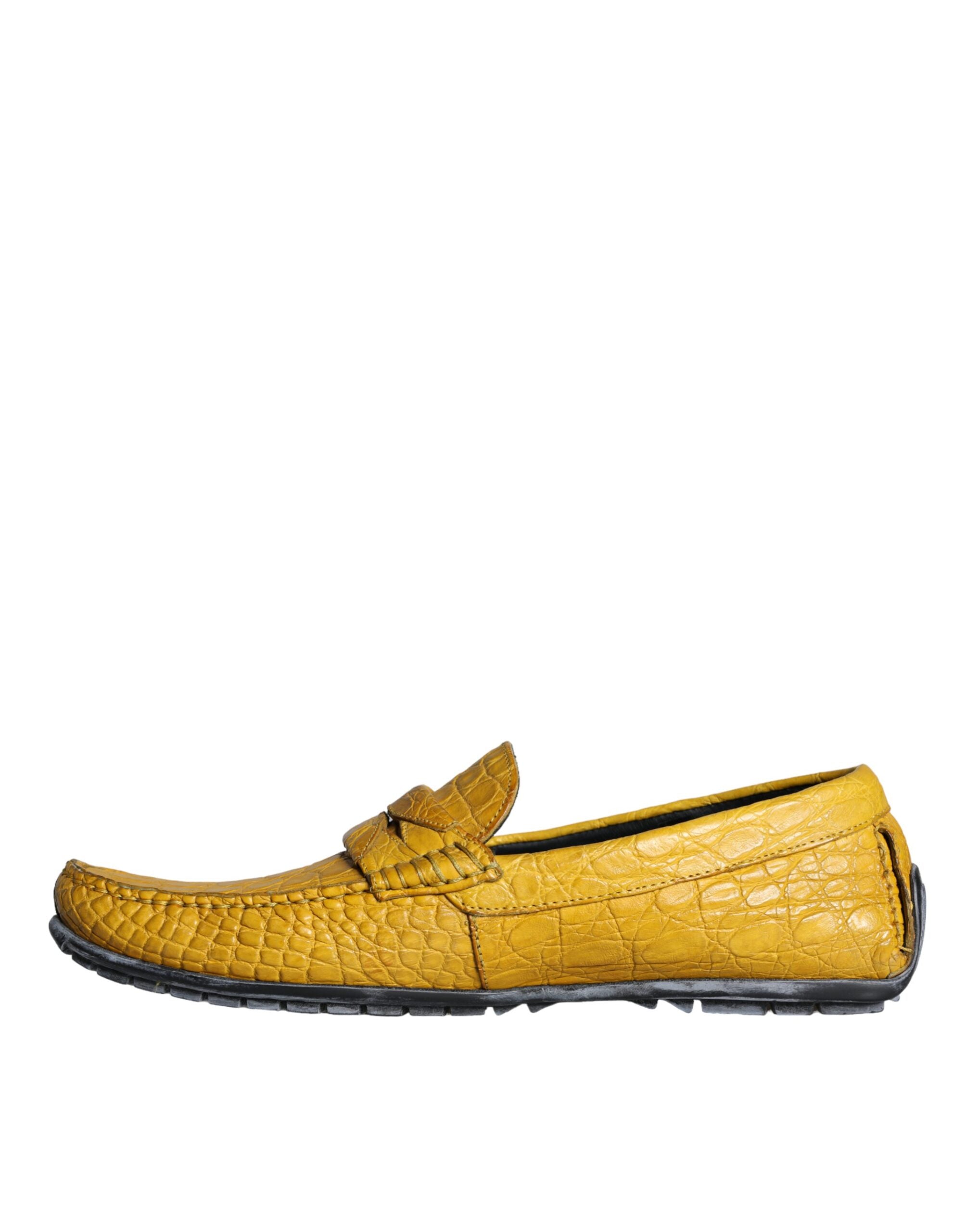 Dolce & Gabbana Yellow Caiman Leather Loafers