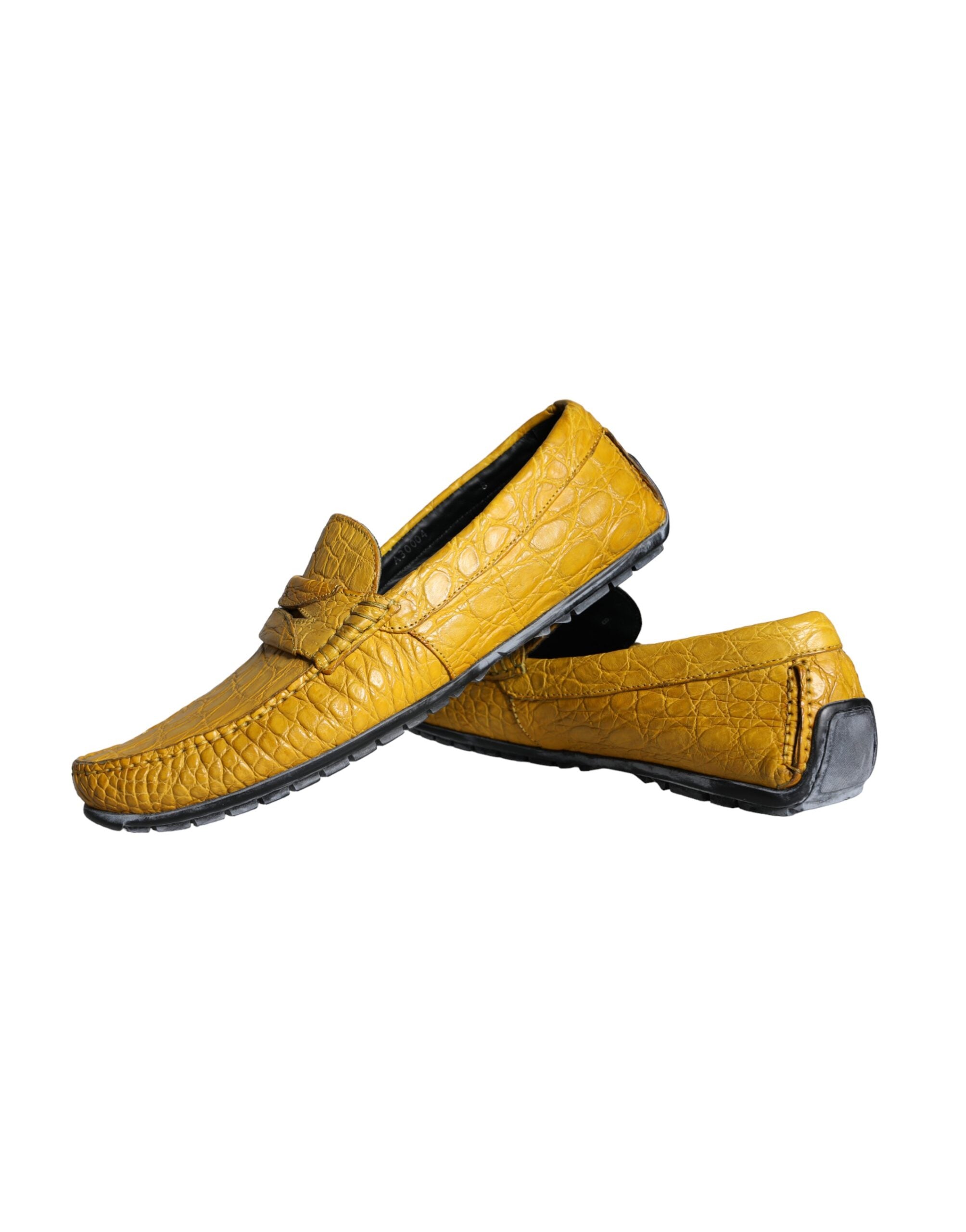 Dolce & Gabbana Yellow Caiman Leather Loafers