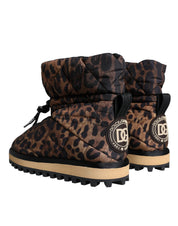 Brown Leopard Ankle Boots Padded Shoes