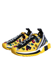 Yellow Sorrento Crystals Sneakers Womens Shoes