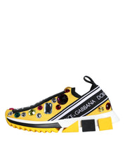 Yellow Sorrento Crystals Sneakers Womens Shoes