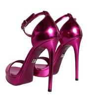 Fuchsia KEIRA Heels Ankle Strap Sandals Shoes
