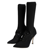 Black Stiletto Heels Mid Calf Boots Shoes