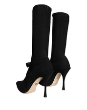 Black Stiletto Heels Mid Calf Boots Shoes