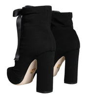 Black Jersey Stretch Ankle Booties Shoes