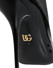 Black Leather Stilettos Booties Socks Shoes