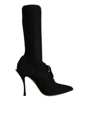 Black Stiletto Heels Mid Calf Boots Shoes