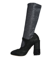 Black Crystal Mary Janes Booties Shoes