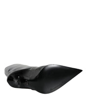 Black Patent Leather Mid Calf Boots Shoes
