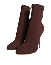 Brown Stiletto Heels Socks Ankle Boots Shoes