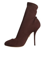 Brown Stiletto Heels Socks Ankle Boots Shoes