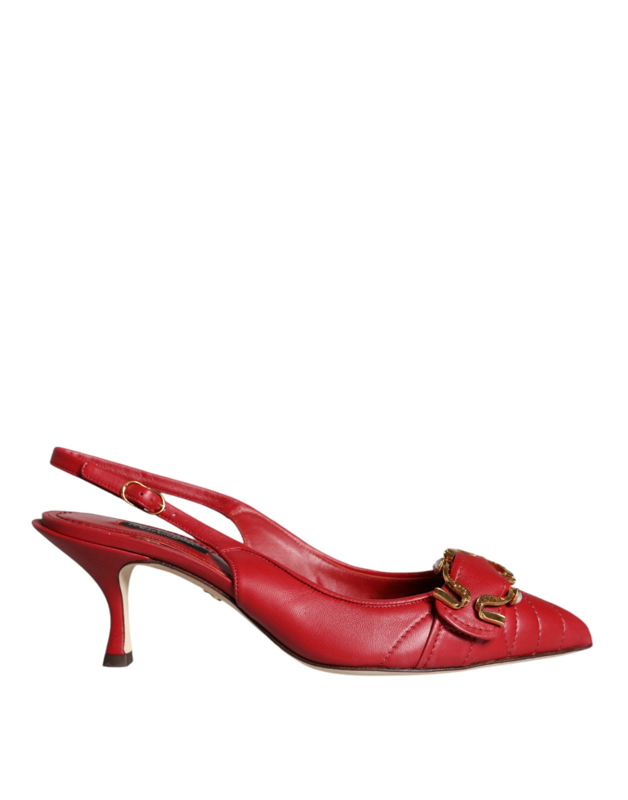 Dolce & Gabbana Red Lamb Leather Slingback Heels