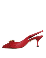 Dolce & Gabbana Red Lamb Leather Slingback Heels