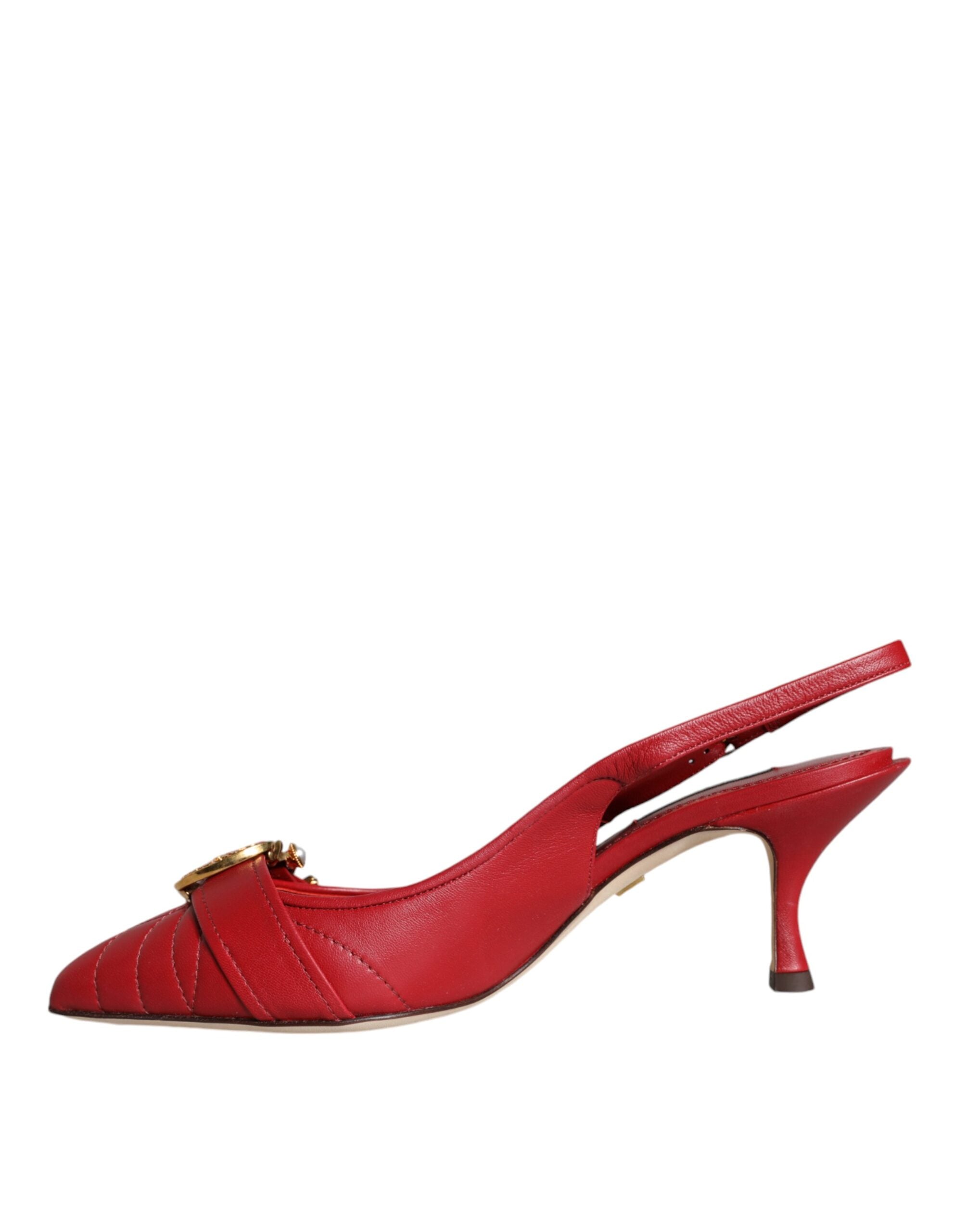 Dolce & Gabbana Red Lamb Leather Slingback Heels