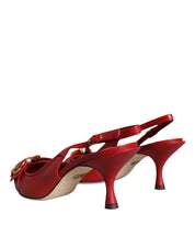 Dolce & Gabbana Red Lamb Leather Slingback Heels