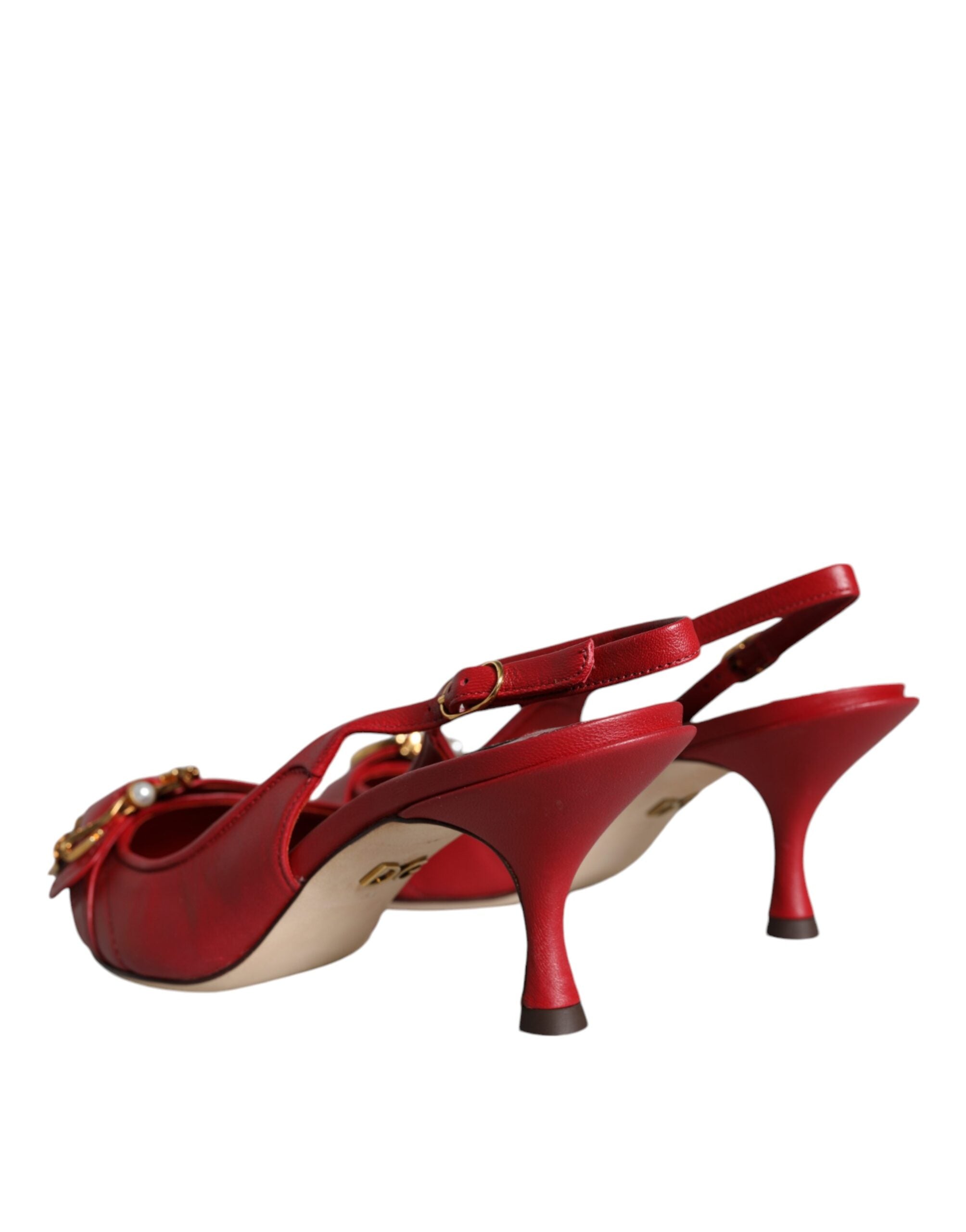 Dolce & Gabbana Red Lamb Leather Slingback Heels