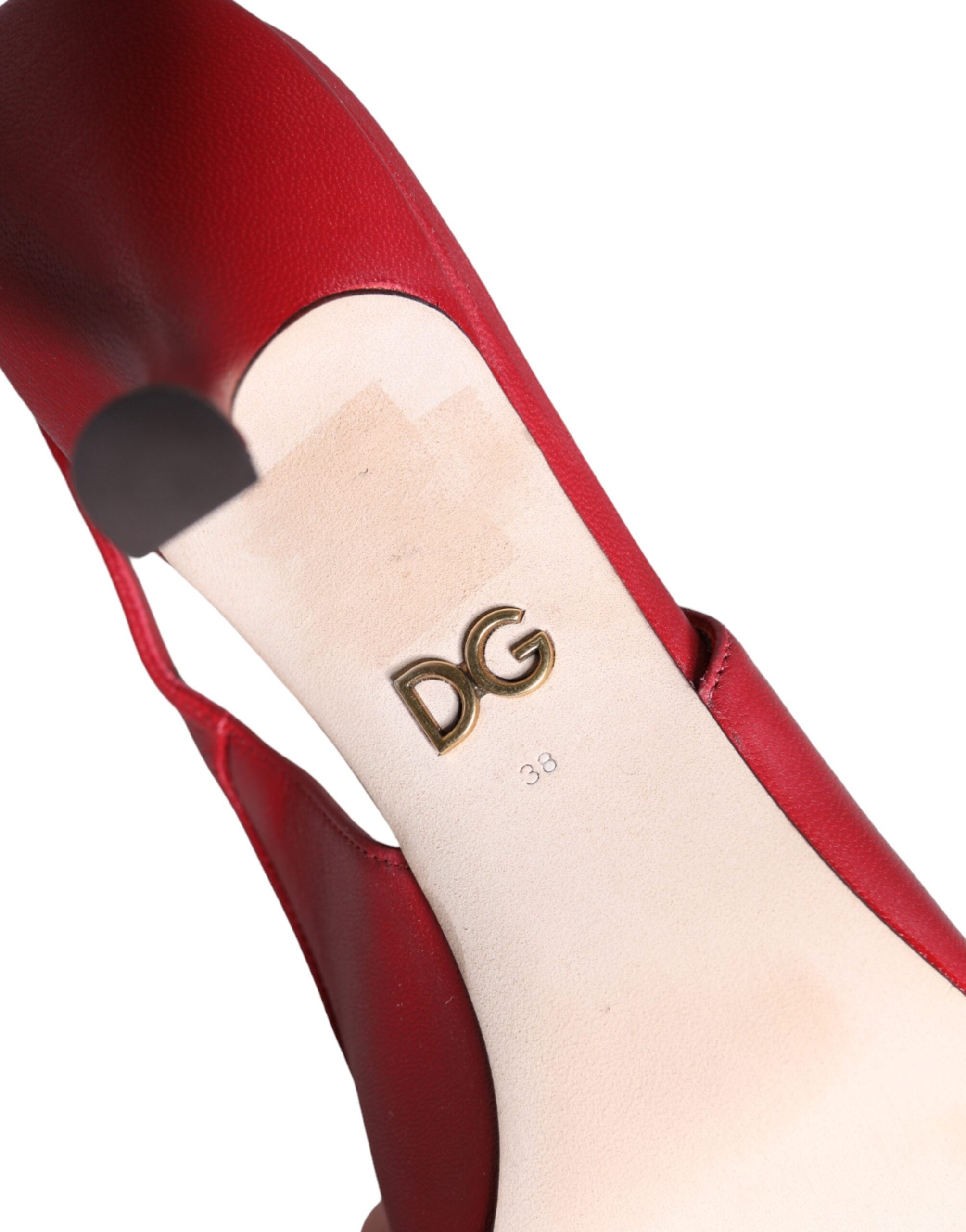 Dolce & Gabbana Red Lamb Leather Slingback Heels