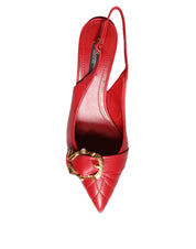 Dolce & Gabbana Red Lamb Leather Slingback Heels