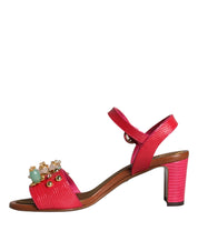 Fuchsia Leather Embellished Keira Sandals Shoes