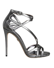 Silver Keira Leather Heels Sandals Shoes