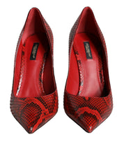 Red Leather Stiletto High Heels Pumps Shoes