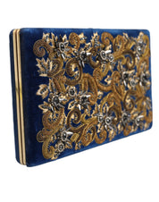 Dolce & Gabbana Blue Velvet Gold Frame Clutch
