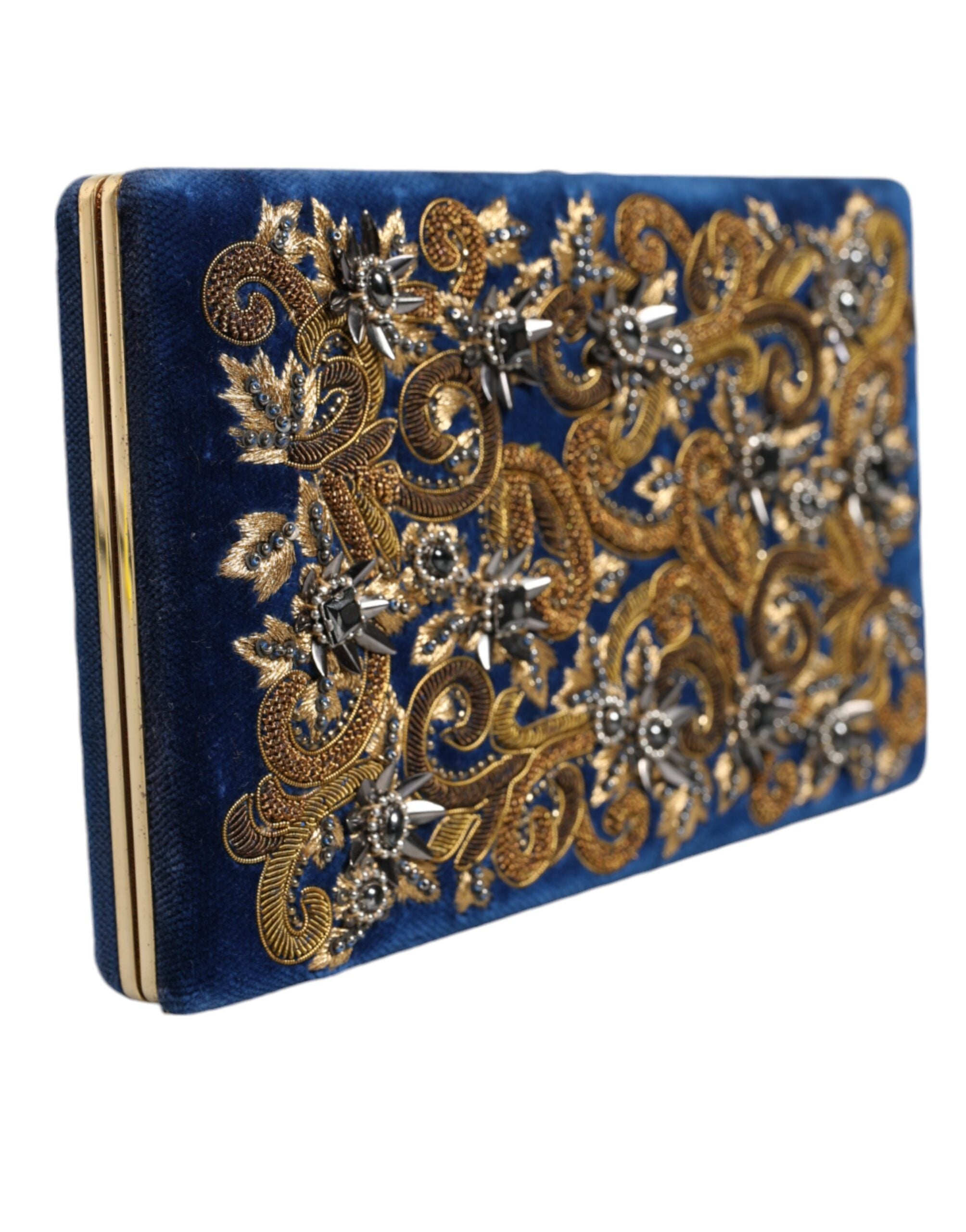 Dolce & Gabbana Blue Velvet Gold Frame Clutch