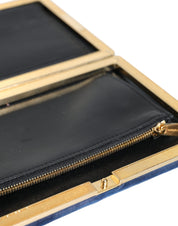 Dolce & Gabbana Blue Velvet Gold Frame Clutch