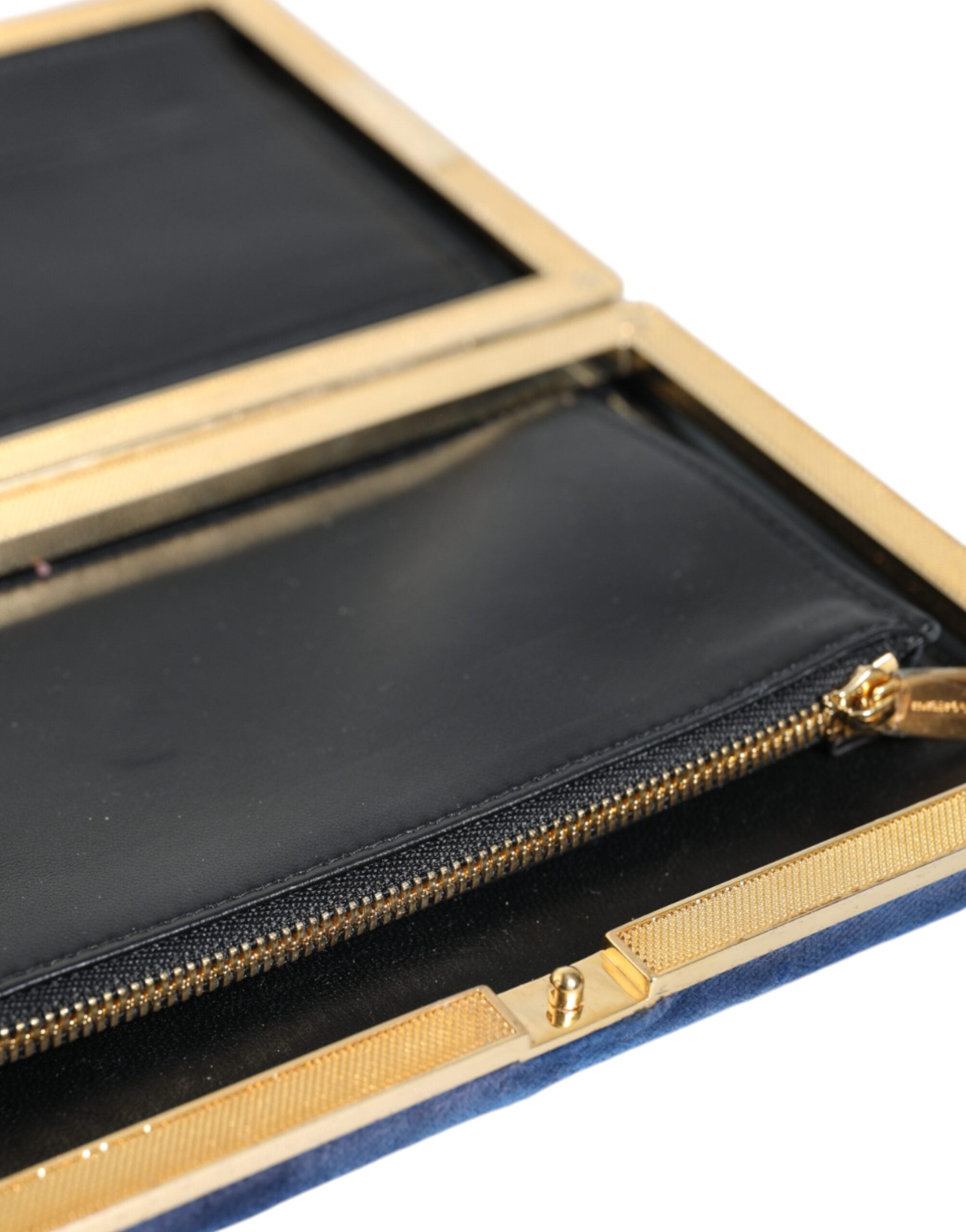 Dolce & Gabbana Blue Velvet Gold Frame Clutch
