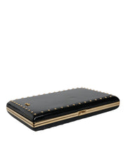 Dolce & Gabbana Black Leather Clutch Evening Purse Bag
