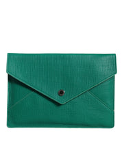 Grön läderväska med kuvertväska, mini-väska, surfplatta