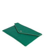 Grön läderväska med kuvertväska, mini-väska, surfplatta