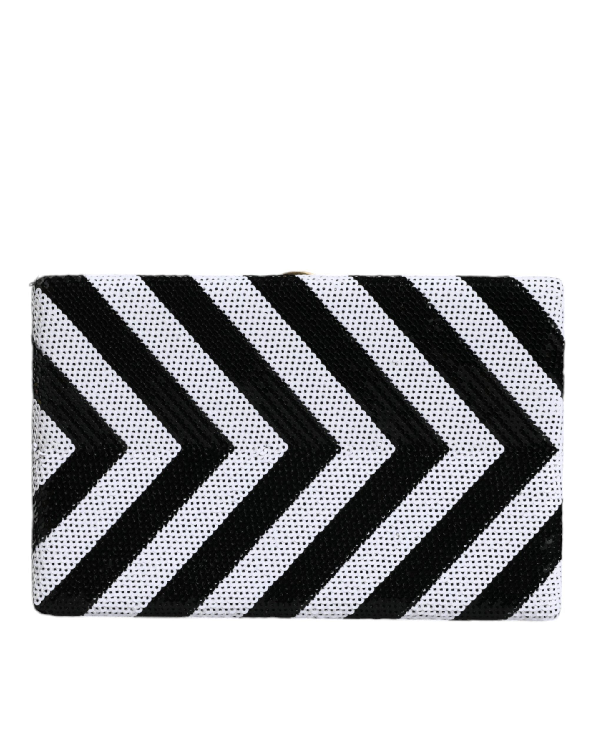 Dolce & Gabbana Black White Goat Leather Clutch