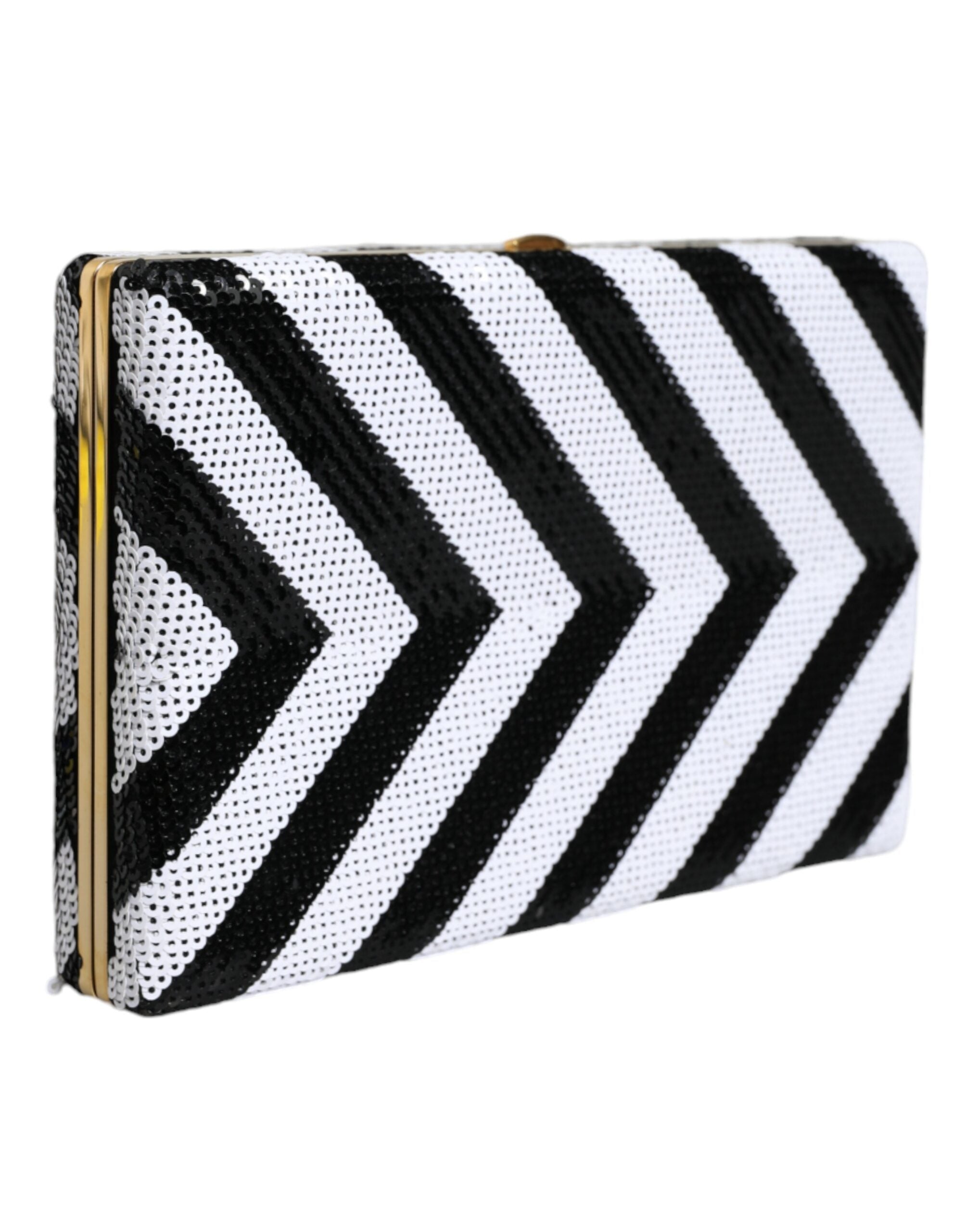Dolce & Gabbana Black White Goat Leather Clutch