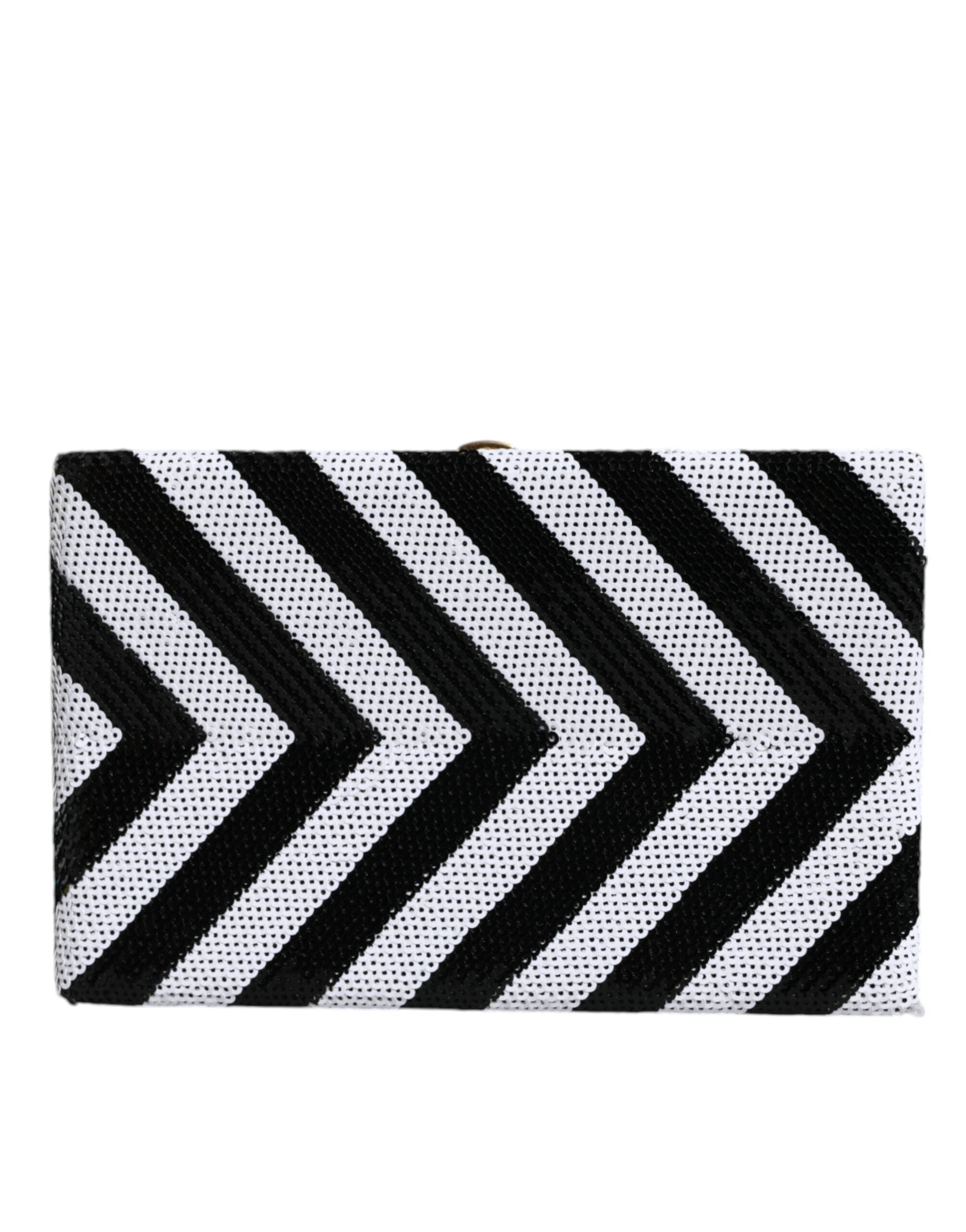 Dolce & Gabbana Black White Goat Leather Clutch